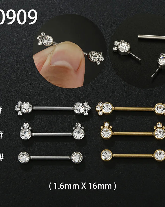 1Pair 14G Stainless Steel Externally Threaded PA Tongue Nipple Shield Barbell Ring Bar Body Piercing Jewelry Retainer