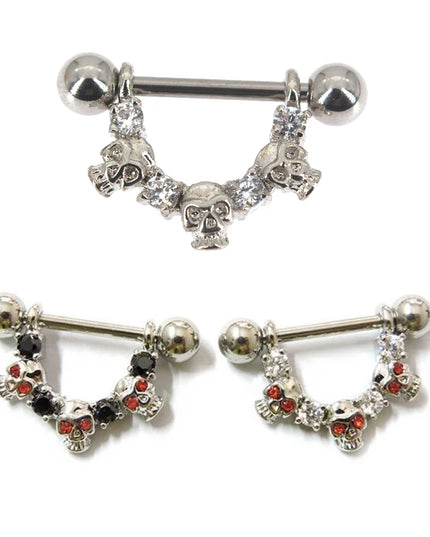 1 PC 14G Cool Skull Nipple Piercing Sexy Zircon Piercing  Pezon Women Bar Rings Body Jewelry Piercings Mamilo Hombre