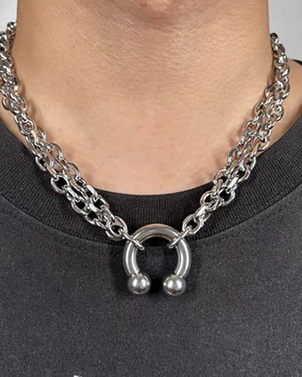 Nose Ring Pendant Necklace Men's And Women's Personality Exaggerated Stainless Steel Fashionable Trendy Punk Jewelry Accessories