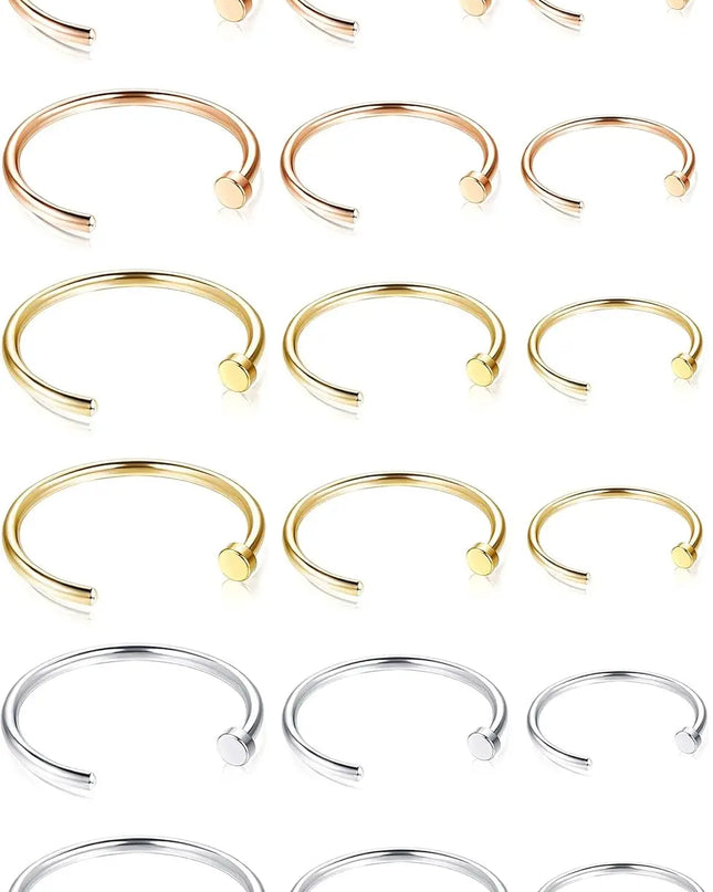 FASACCO 22G Surgical Steel Nose Rings Hoop for Men Women C-Shape Flat Thin Nose Ring Cartilage Tragus Ear Body Piercing Jewelry