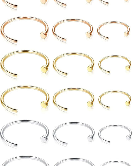 FASACCO 22G Surgical Steel Nose Rings Hoop for Men Women C-Shape Flat Thin Nose Ring Cartilage Tragus Ear Body Piercing Jewelry