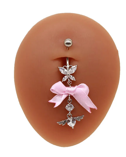 Beautiful Bow Belly Button Ring for Women Heart-shaped Belly Piercing Jewerly Surgical Steel Body Piercing Jewelry
