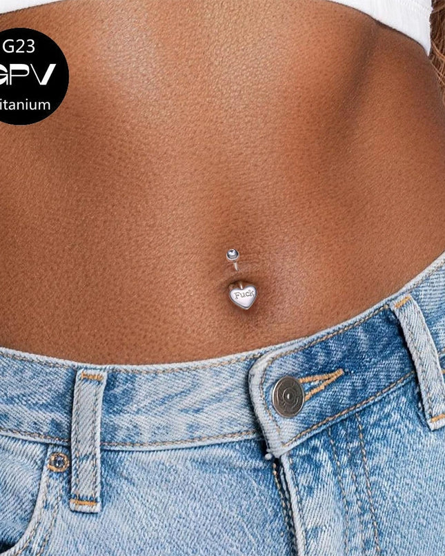 ASTM G23 Titanium Love Belly Button Ring Engraved Letters Internal Thread Women's Pierced Jewelry Belly Button Ornament
