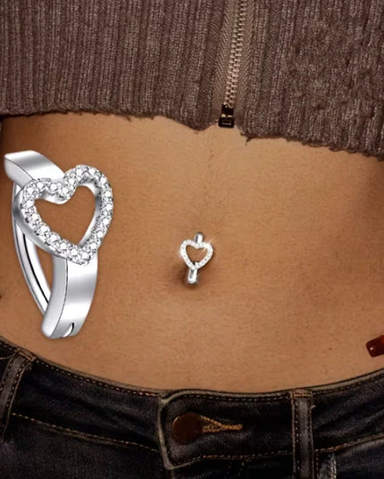 1PCS Heart Crystal Belly Button Rings For Women Fashion Reverse Belly Piercing Buckle Butterfly Navel Barbell Body Jewelry Gift