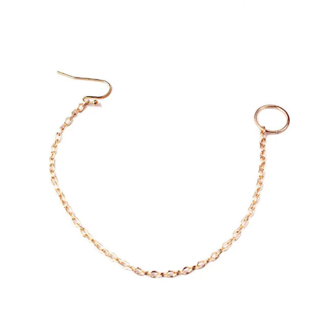 New 1Pcs  Ear Hook Nose Ring Body Jewelry Tassel Chain Link Nose Piercing Body Puncture Nostril Piercing for Women Jewelry