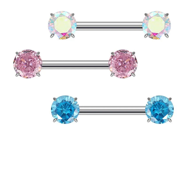 ASTM F136 Titanium PIERC Barbell Ring Nipple Ring Barbell CZ 14G12mm Ear Bar Piercing Bar Barbells Nipple Piercing Jewelry