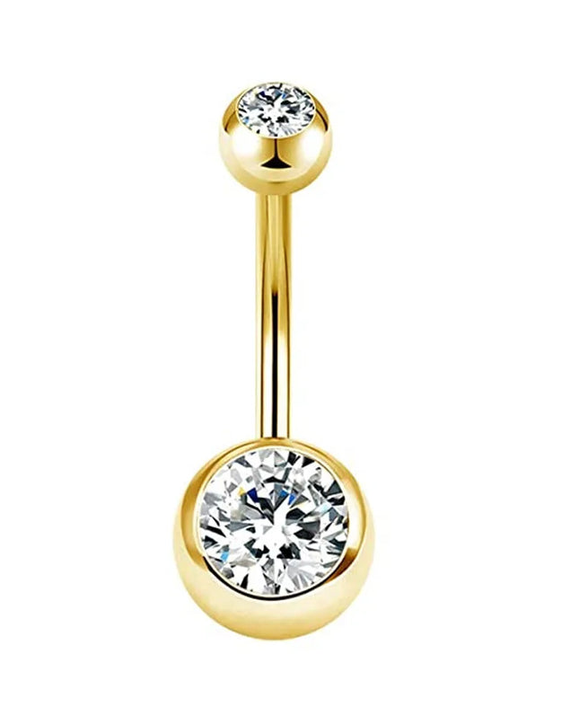 Elegant 14G Stainless Steel Belly Button Ring Set for Women Sparkling Cubic Zirconia Pearl Inlays for Daily Wear Navel Jewelry