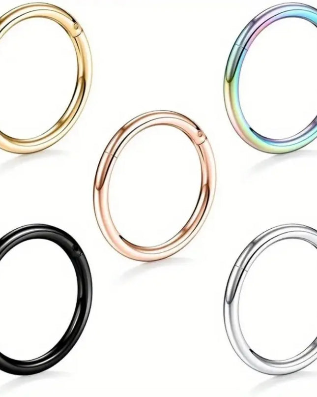 316 Surgical Steel Hinged Nose Rings Hoop Diameter 6mm 8mm 10mm Golden Silvery Black Rainbow Rose Golden Nose Rings Easter gift