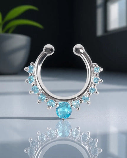 1PC Fashion Rhinestone Nose Ring Lip Ring Faux Septum Rings Unisex Jewelry Perfect for Women Men Stylish Earring Set