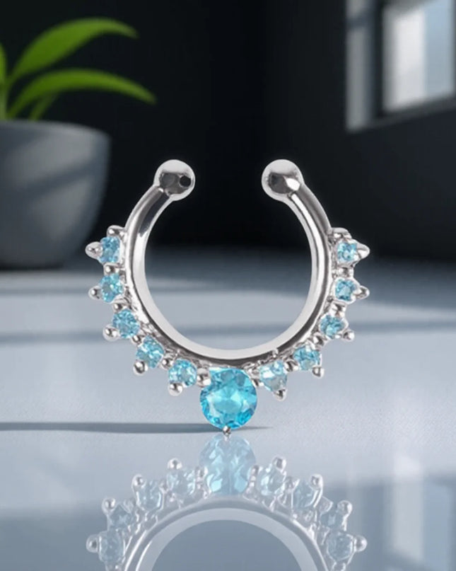1PC Fashion Rhinestone Nose Ring Lip Ring Faux Septum Rings Unisex Jewelry Perfect for Women Men Stylish Earring Set