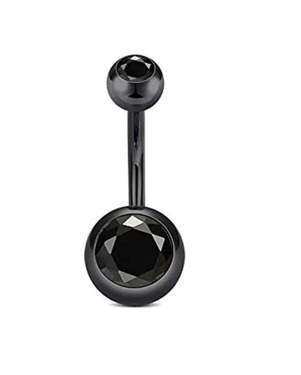 Black Belly Button Rings 10mm Surgical Steel 14G Belly Navel Rings Heart Zircon Crystal Turquoise Acrylic Belly Piercing Jewelry