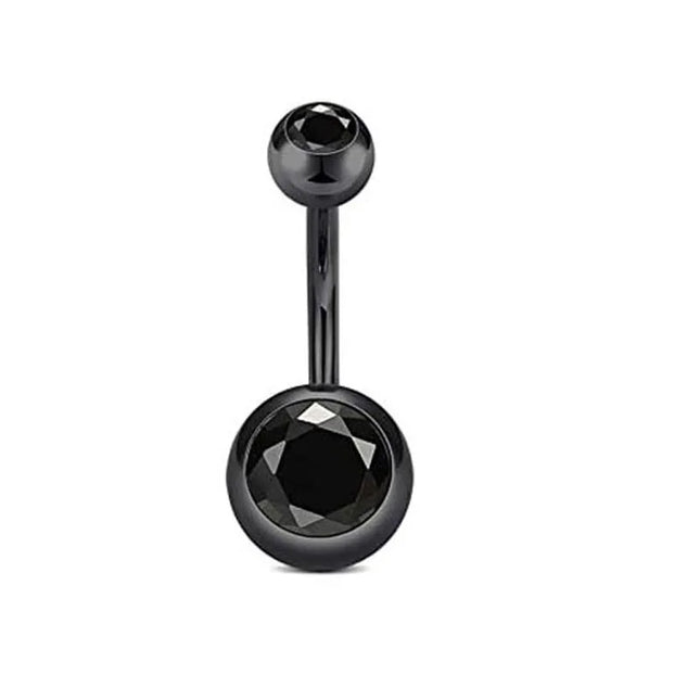 Black Belly Button Rings 10mm Surgical Steel 14G Belly Navel Rings Heart Zircon Crystal Turquoise Acrylic Belly Piercing Jewelry