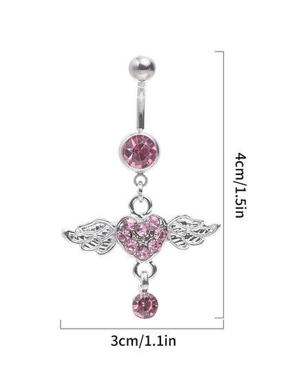 Steel Belly Button Rings Pink Crystal Piercing Navel Heart Style Navel Piercing Earring Belly Piercing Sexy Body Jewelry Ombligo