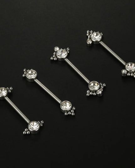 1Pair 14G Stainless Steel Externally Threaded PA Tongue Nipple Shield Barbell Ring Bar Body Piercing Jewelry Retainer
