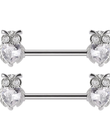 1Pair Sword Cross Nipple Piercing Barbell Surgical Steel Crystal Nipple Shield Cover Heart Butterfly Nipple Ring Body Jewelry14G
