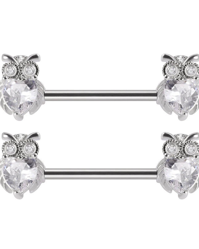 1Pair Sword Cross Nipple Piercing Barbell Surgical Steel Crystal Nipple Shield Cover Heart Butterfly Nipple Ring Body Jewelry14G