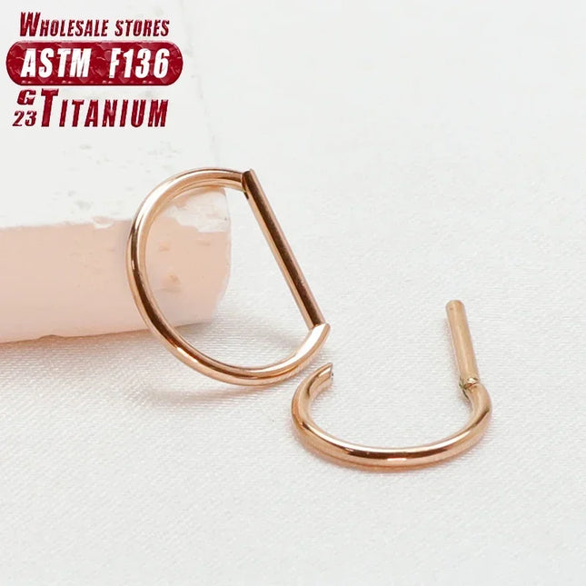 Piercing Nose Ring F136 Titanium D Shape Segment Ring Clicke Jewelry CZ Nose Earring Lip for Women Half Ring Cartilage Wholesale