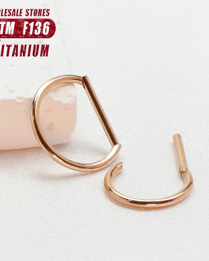Piercing Nose Ring F136 Titanium D Shape Segment Ring Clicke Jewelry CZ Nose Earring Lip for Women Half Ring Cartilage Wholesale