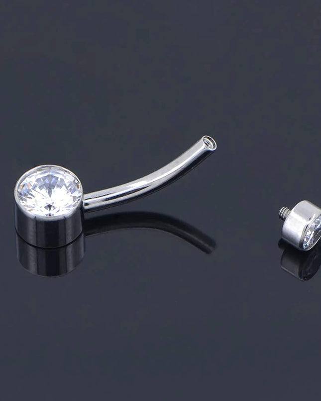 F136 Titanium Belly Button Piercing Industrial Hinge Segment External Helix Zircon Fashion Women Sexy Body Jewelry Wholesale