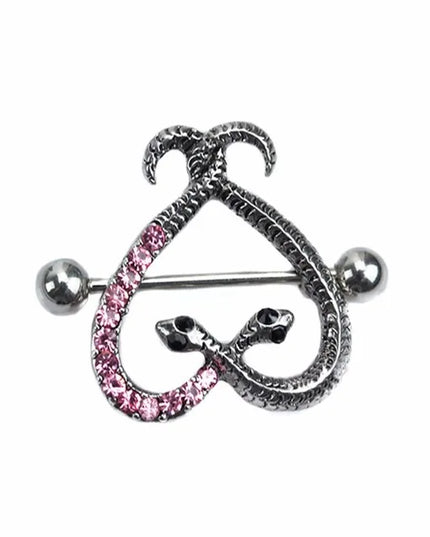 Straight Rod Snake Wing Nipple rings Breast Ring Heart Shaped Adjustable Nipple Piercing Human Jewelry