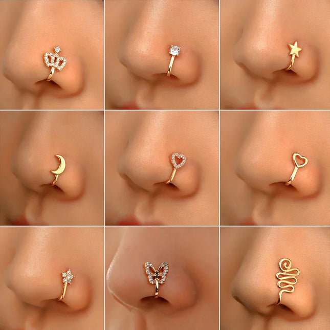 Men Women Nose Ring Clip Fake Septum Piering Rock Hip Hoop Punk Stainless Steel Body Jewelry Non Perforation Nose Clip Ring 2026