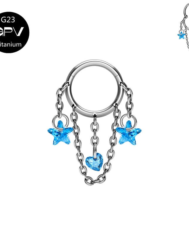 ASTM G23 Titanium Nasal Diaphragm Ring Chain Pendant Closed Loop Nose Ring Male Female Perforated Jewelry Earrings