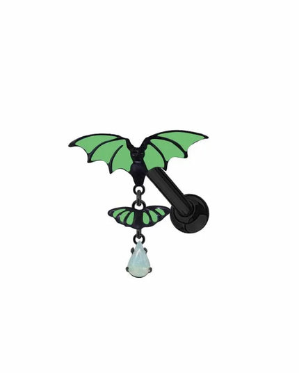 Luminous Bat Belly Button Ring Umbilical Stud Navel Ornament Animal Drop Nipple Ring Luminous Earring Tragus Piercing Jewelry
