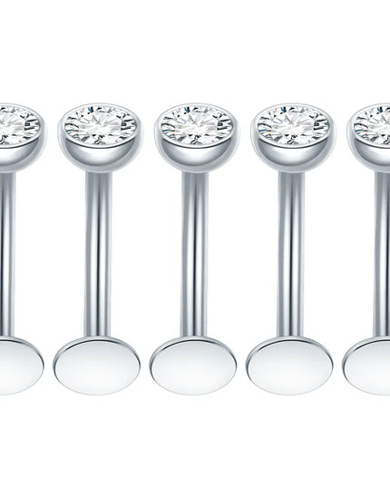 1/5PCS Titanium Curved Belly Button Rings 14G CZ Floating Belly Button Rings 10mm Navel Piercing Labret Lip Stud Women Jewelry