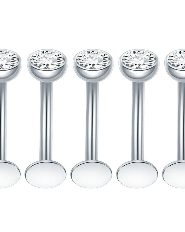 1/5PCS Titanium Curved Belly Button Rings 14G CZ Floating Belly Button Rings 10mm Navel Piercing Labret Lip Stud Women Jewelry