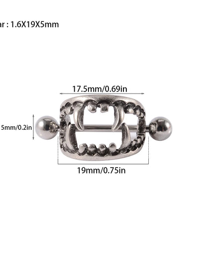 1/2PCS Punk Teeth Nipple Rings Shield Cover Barbell Nipple Piercings for Women Sexy Teeth Body Piercing Jewelry