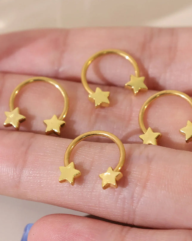 Star Shaped Septum Rings Surgical Steel Body Piercing Jewelry Vertical Star Nose Ring Jewelry Lip Rings for Women Men