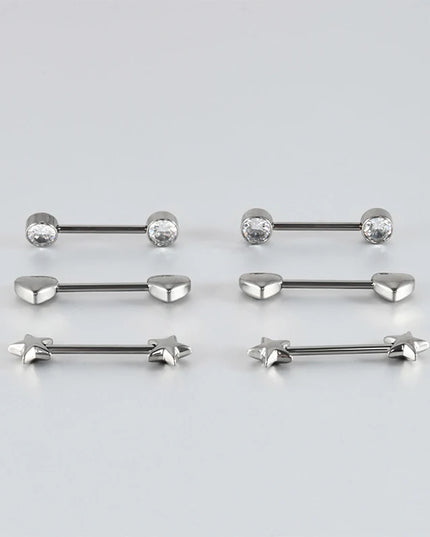 2PC G23 Titanium Goth 14G Circular Nipple Shield CZ Clicker Jewelry Round Nipple Ring Barbell Piercing Jewelry For Women Girls