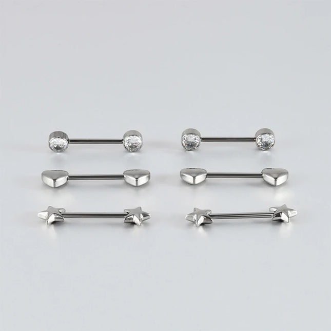 2PC G23 Titanium Goth 14G Circular Nipple Shield CZ Clicker Jewelry Round Nipple Ring Barbell Piercing Jewelry For Women Girls