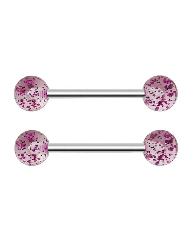 48 Pcs/2 Pcs Nipple Ring Tongue Ring Surgical Steel Straight 14G Barbell Piercing Jewelry 12MM 14MM 16MM Women's and Men's Glow
