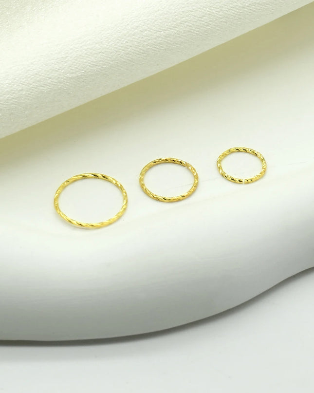 Sterling Silver 925 Pierceing Nose Ring Simple Round Size 6mm 8mm 10mm Printing Twist Rope Nose Ring Women Jewelry Nose Rings