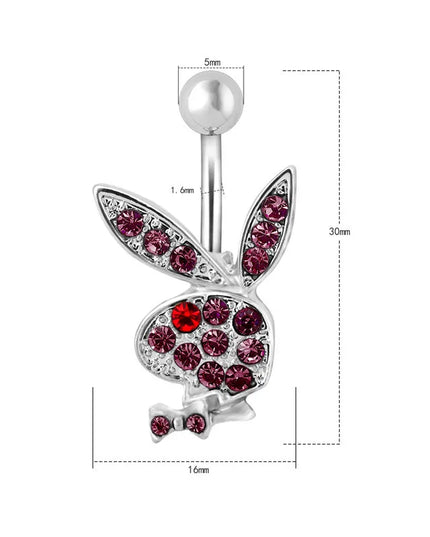 1pc Belly Button Rings Bunny Navel rings  Rabbit Belly Rings for Women Gem stone Pink Blue Bunny Fake Belly Piercing Rin