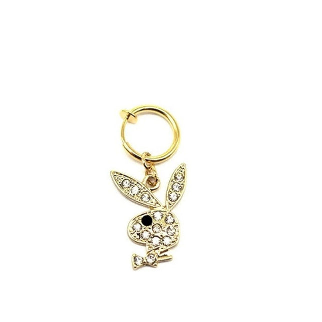 1pc Belly Button Rings Bunny Navel rings Gold color Rabbit Belly Rings for Women Gem stone Pink Bunny Fake Belly Piercing Ring