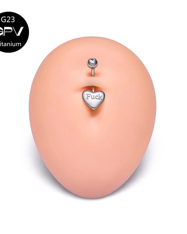 ASTM G23 Titanium Love Belly Button Ring Engraved Letters Internal Thread Women's Pierced Jewelry Belly Button Ornament