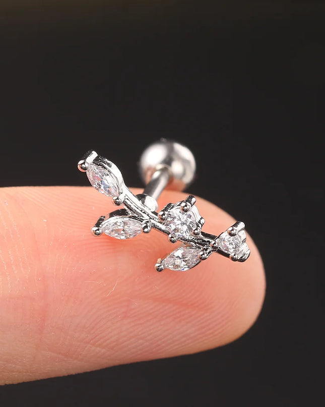 Ear Piercing For Women Pierced Earring Daith Helix Flat Lobe Star Plant Lightning Zircon Stainless Steel Ear Hoop Jewelry Gift