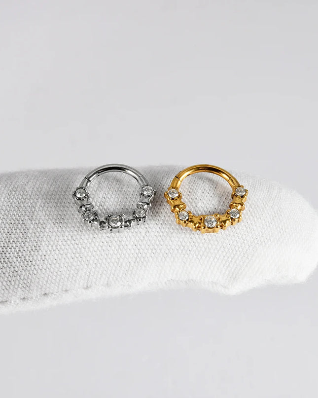 Stainless Steel Hinged Star Septum Clicker Nose Hoop Ring Flower Ear Tragus Stud Catilage Daith Helix CZ Earrings Piercing 16G