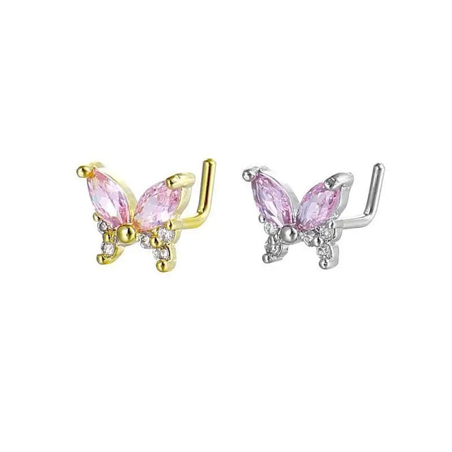 Stainless Steel Long Fashion Nose Rings For Women Copper With Heart Dangle L-Bend Nose Piercing Rings Body Jewelry