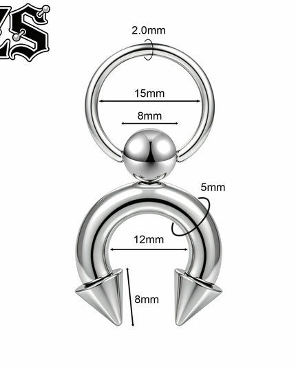 ZS 14/12G 1 PC/1 Pair Stainless Steel Nipple Rings Pendant Nipple Piercings Horseshoe Dangle Taper Private Piercing Body Jewelry