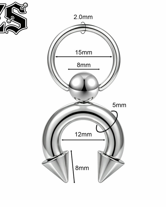 ZS 14/12G 1 PC/1 Pair Stainless Steel Nipple Rings Pendant Nipple Piercings Horseshoe Dangle Taper Private Piercing Body Jewelry