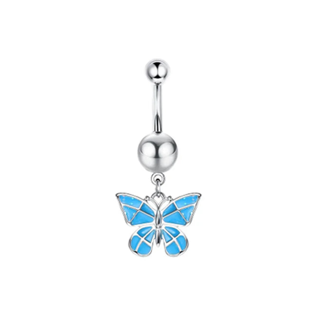1PCS Butterfly Belly Button Piercing Jewelry 14G Heart Belly Ring Body Piercing Bee Navel Piercing Belly Bars Piercing Ombligo