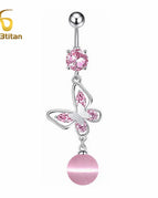 Pink Butterfly / Navel & Bell Button Rings / China Mainland|10mm Steel Bar|body|Heart