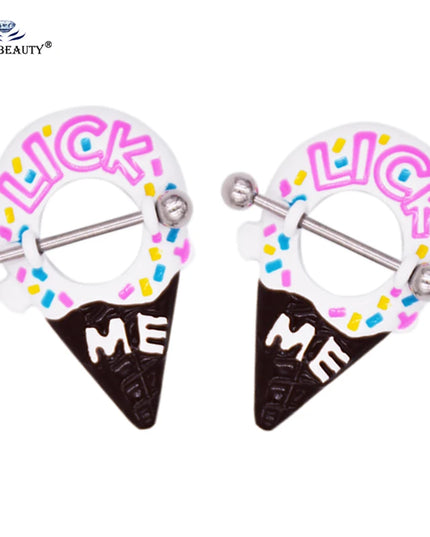 1Pair Chocolate Color Cute Nipple Ring Earring Nipple Piercing 14G 1.6*24mm Sexy Bar Rings Jewelry Creative Punk Body Jewellery