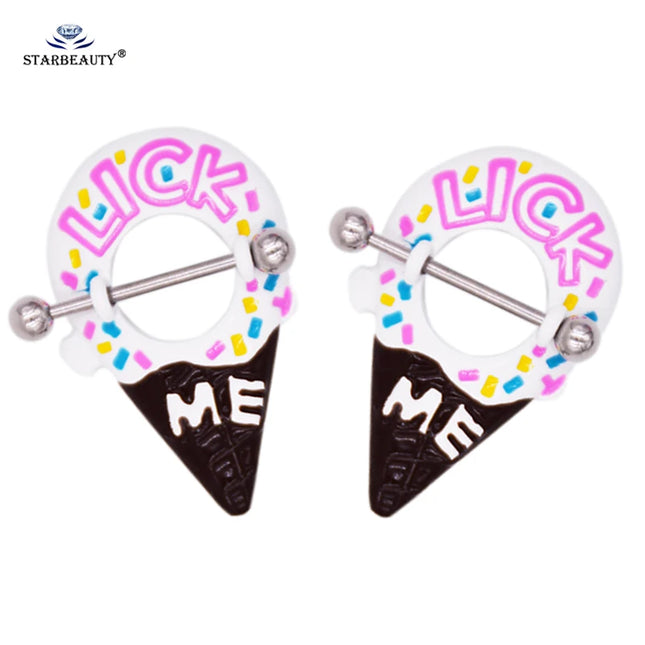 1Pair Chocolate Color Cute Nipple Ring Earring Nipple Piercing 14G 1.6*24mm Sexy Bar Rings Jewelry Creative Punk Body Jewellery