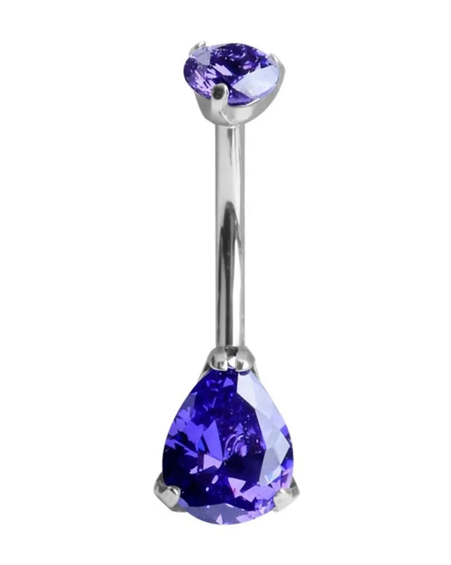 Elegant Titanium Belly Button Ring Zircon Stone G23 Titanium Dangle Curved Barbells Dangle Design Curved Barbell