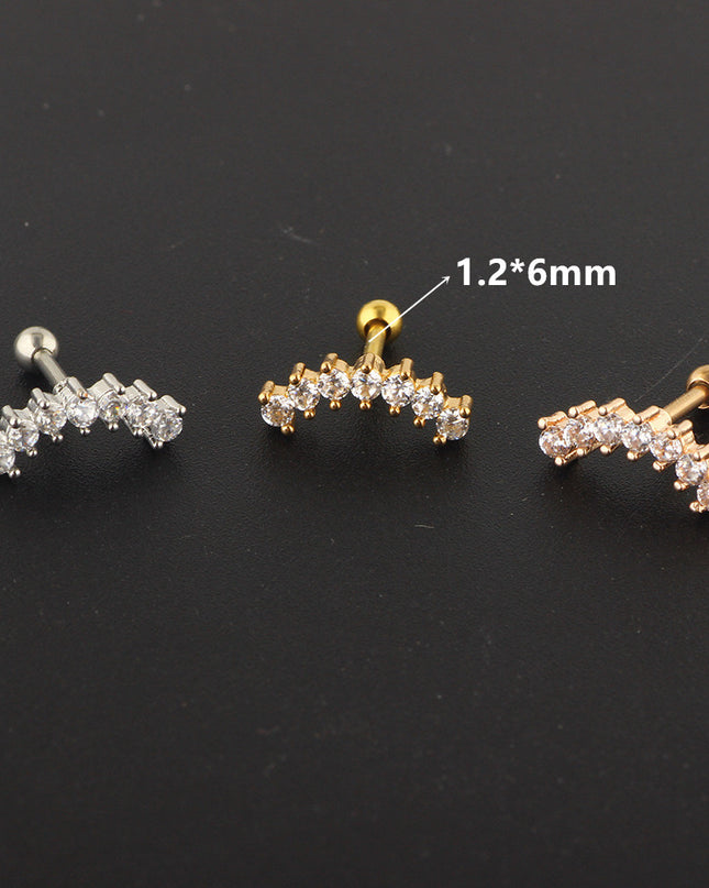 Stainless Steel Hoop Piercing Earring For Women Zircon CZ Cartilage Piercing Helix Daith Conch Tragus Rook Lobe Ear Ring Jewelry