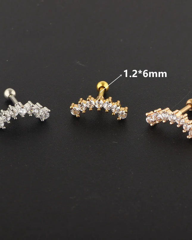 Stainless Steel Hoop Piercing Earring For Women Zircon CZ Cartilage Piercing Helix Daith Conch Tragus Rook Lobe Ear Ring Jewelry